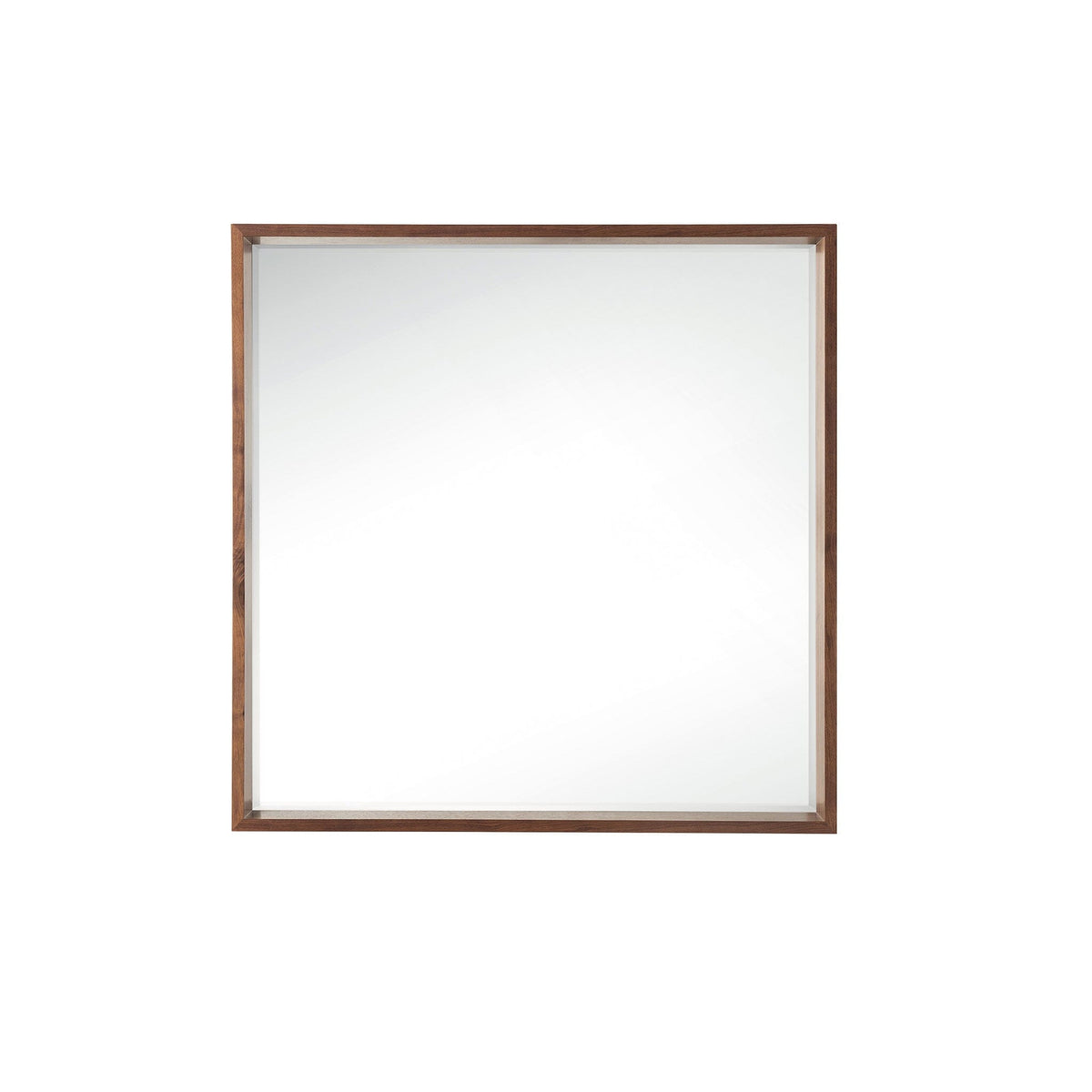 35.4" Milan Square Cube Mirror, Mid Century Walnut