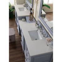 118" De Soto Double Bathroom Vanity with Makeup Counter, Silver Gray - vanitiesdepot.com