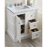 30" De Soto Single Bathroom Vanity, Bright White - vanitiesdepot.com