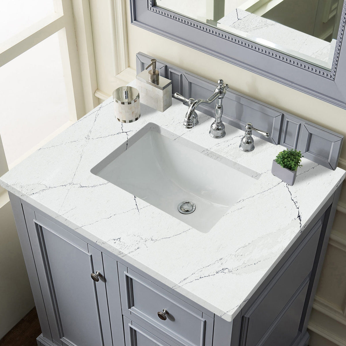 30" De Soto Single Bathroom Vanity, Silver Gray - vanitiesdepot.com