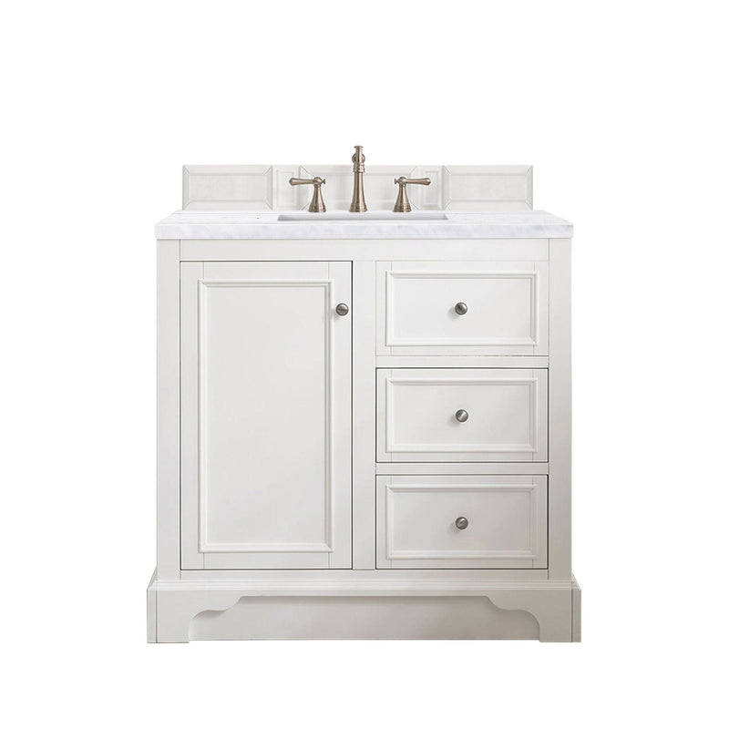 36" De Soto Single Bathroom Vanity, Bright White - vanitiesdepot.com