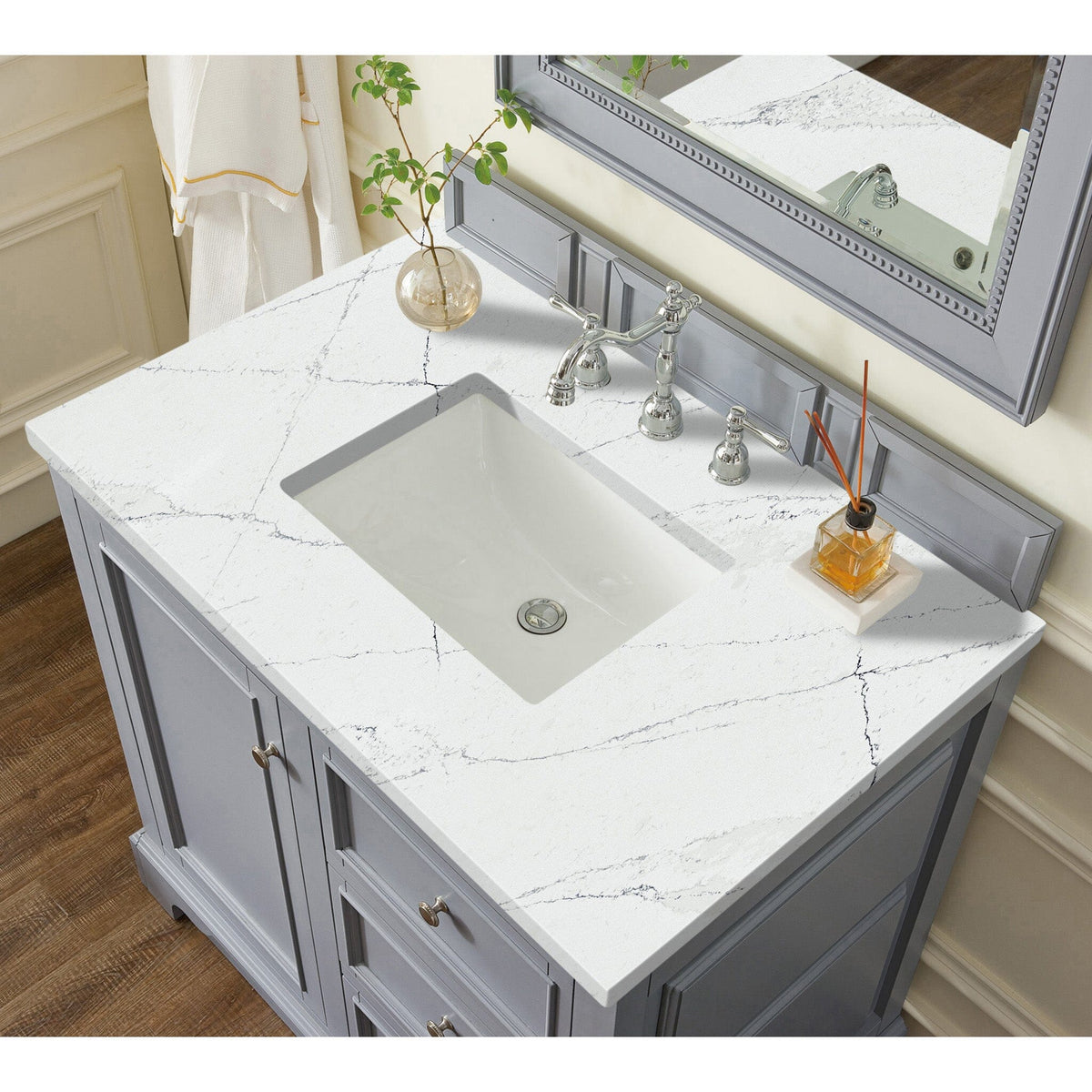 36" De Soto Single Bathroom Vanity, Silver Gray - vanitiesdepot.com