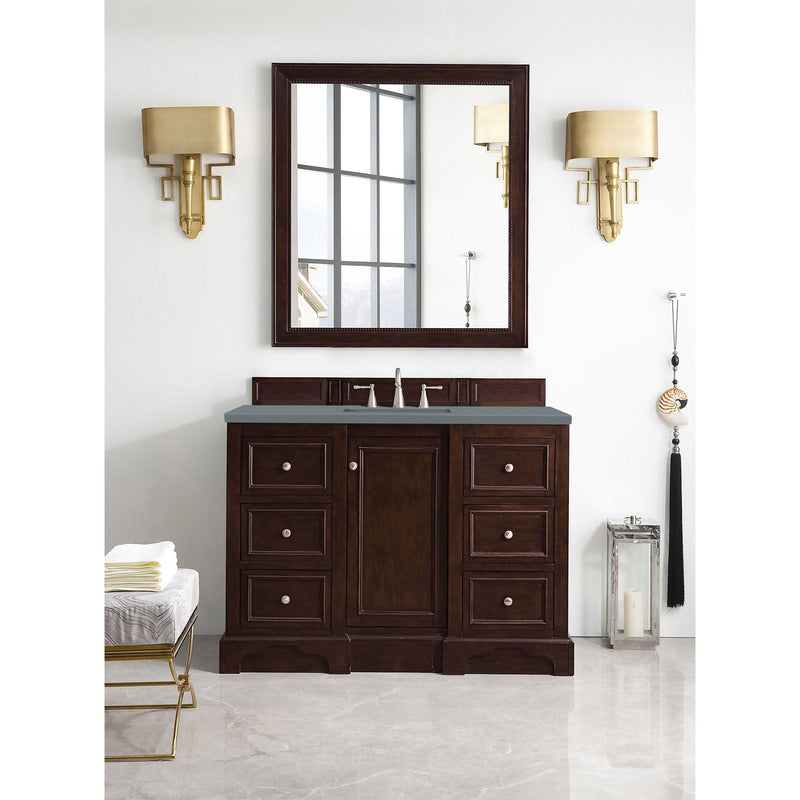 48" De Soto Single Bathroom Vanity, Burnished Mahogany w/ Cala Blue Top
