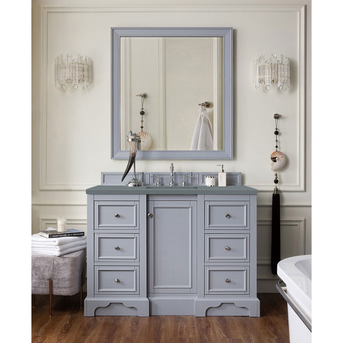 48" De Soto Single Bathroom Vanity, Silver Gray w/ Cala Blue Top