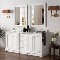72" De Soto Double Bathroom Vanity, Bright White - vanitiesdepot.com