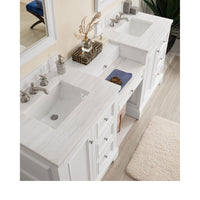 82" De Soto Double Bathroom Vanity with Makeup Counter, Bright White - vanitiesdepot.com