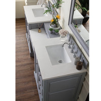 82" De Soto Silver Gray Double Sink Bathroom Vanity with Makeup Counter, Silver Gray - vanitiesdepot.com