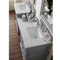 82" De Soto Silver Gray Double Sink Bathroom Vanity with Makeup Counter, Silver Gray - vanitiesdepot.com