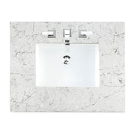 126" De Soto Bright White Double Sink Bathroom Vanity Suite with 3 cm Eternal Jasmine Pearl Quartz Top