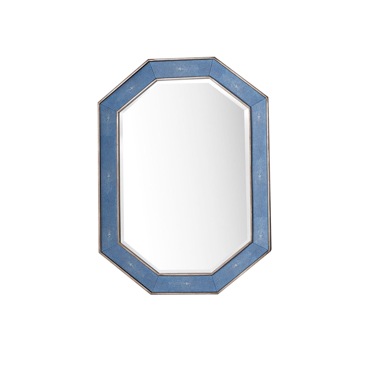 30" Tangent Mirror, Silver with Delft Blue