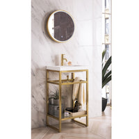 20" Boston Single Sink Console, Radiant Gold w/ White Glossy Resin Countertop