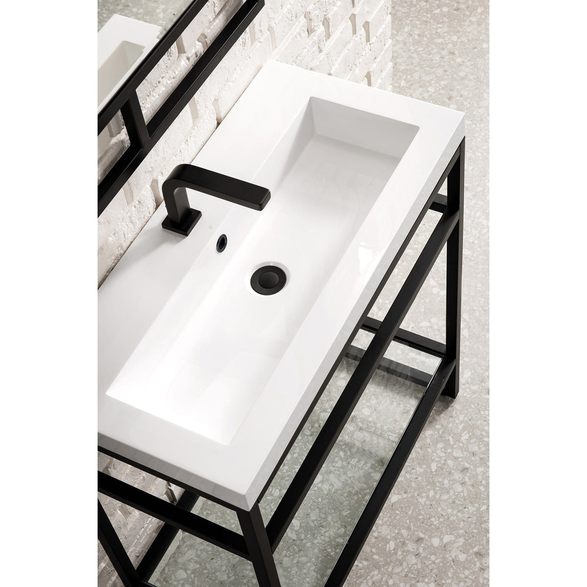 Como 27 Stainless Steel Sink Console Single Bathroom Vanity, Matte Bl