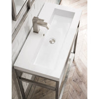 31.5" Boston Single Sink Console, Brushed Nickel w/ White Glossy Resin Countertop