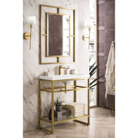 31.5" Boston Single Sink Console, Radiant Gold w/ White Glossy Resin Countertop