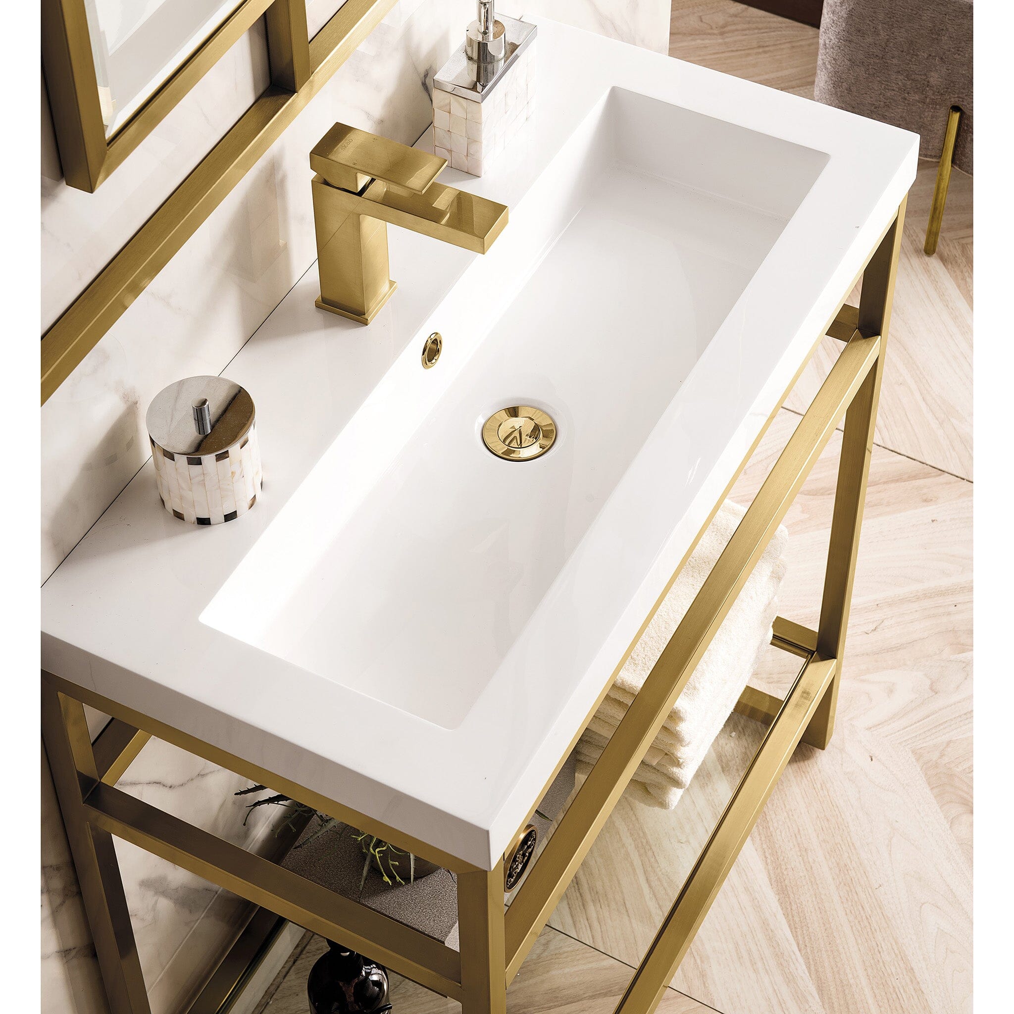 Como 27 Stainless Steel Sink Console Single Bathroom Vanity, Matte Bl