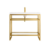39.5" Boston Single Sink Console, Radiant Gold w/ White Glossy Resin Countertop