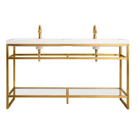 63" Boston Double Sink Console, Radiant Gold