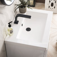 24" Alicante' Single Bathroom Vanity, Glossy White, Matte Black Base