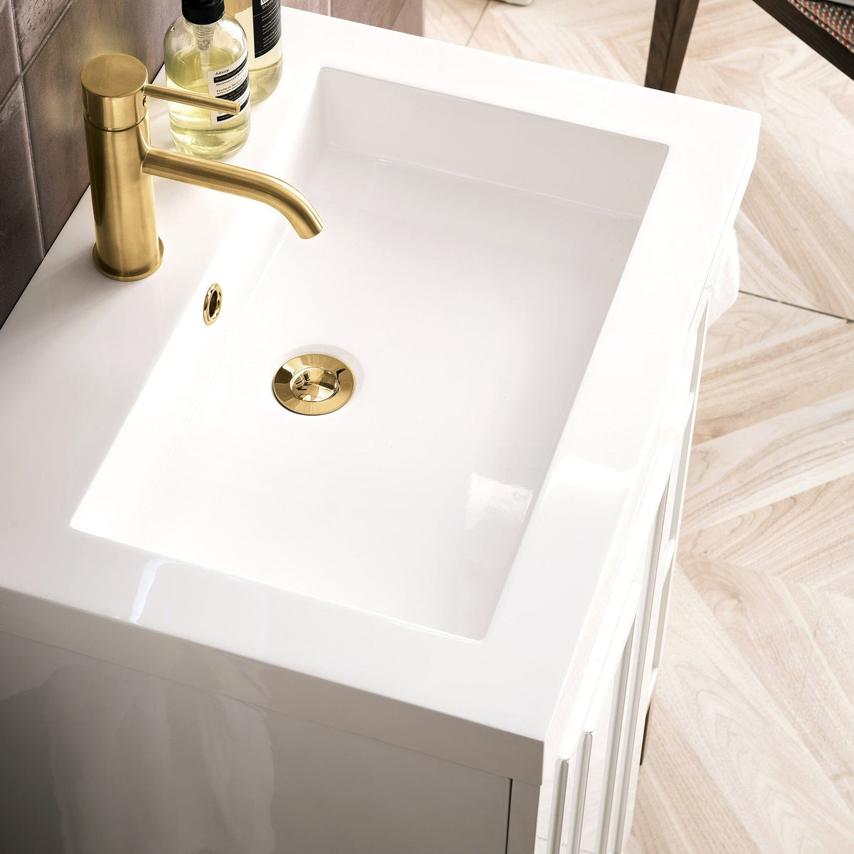 24" Alicante' Single Bathroom Vanity, Glossy White, Radiant Gold Base