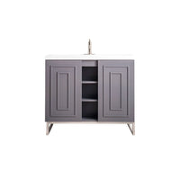 39.5" Alicante' Single Vanity Cabinet, Grey Smoke w/ Brushed Nickel Base