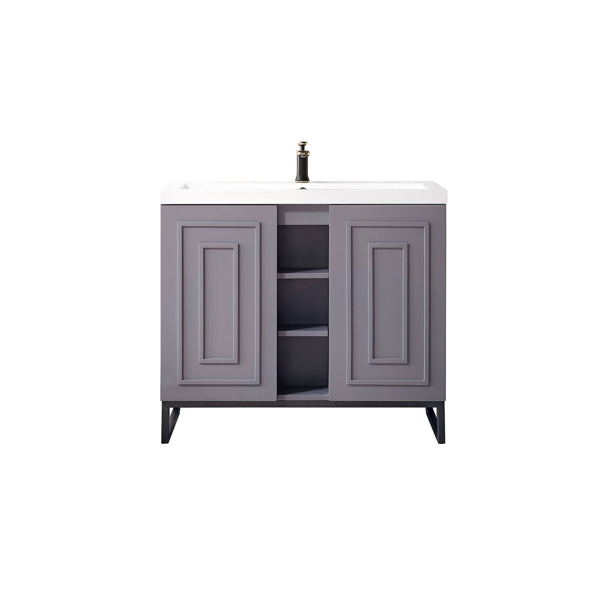 39.5" Alicante' Single Vanity Cabinet, Grey Smoke w/ Matte Black