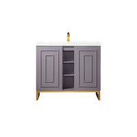 39.5" Alicante' Single Vanity Cabinet, Grey Smoke w/ Radiant Gold