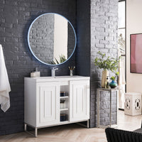 39.5" Alicante' Single Vanity Cabinet, Glossy White w/ Brushed Nickel