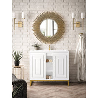 39.5" Alicante' Single Vanity Cabinet, Glossy White w/ Radiant Gold