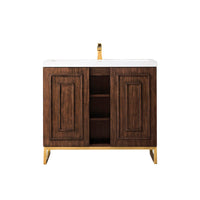 39.5" Alicante' Single Vanity Cabinet, Mid Century Acacia w/ Radiant Gold Base