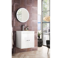 24" Linden Single Wall Mounted Bathroom Vanity, Glossy White