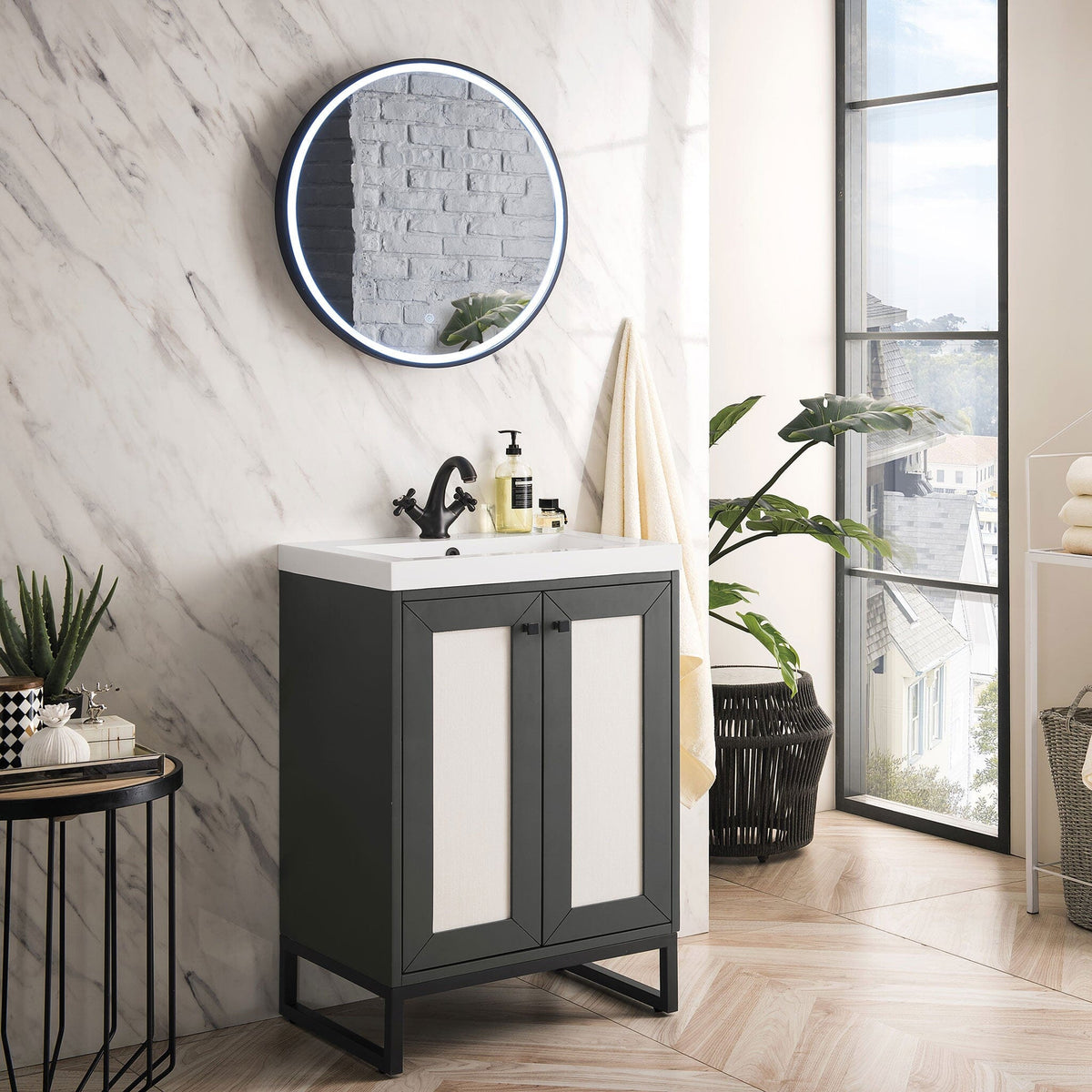 24" Chianti Single Bathroom Vanity, Mineral Gray, Matte Black