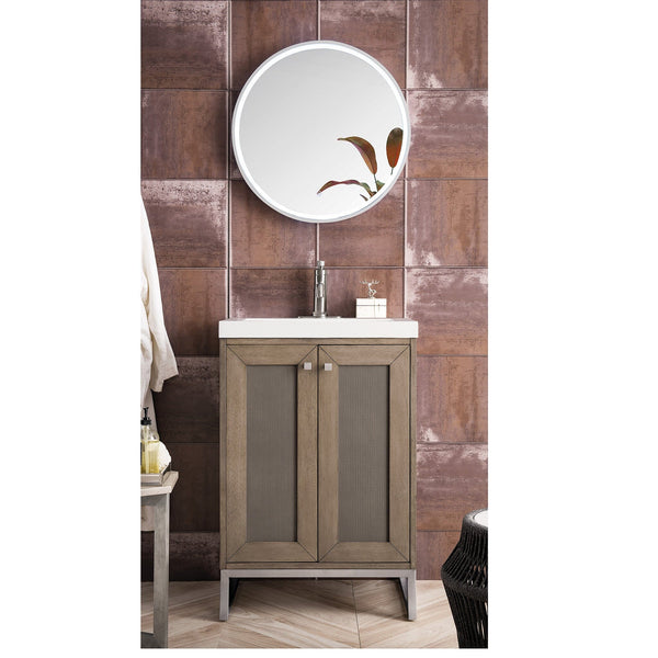 24" Chianti Single Bathroom Vanity, Whitewashed Walnut, Brushed Nickel