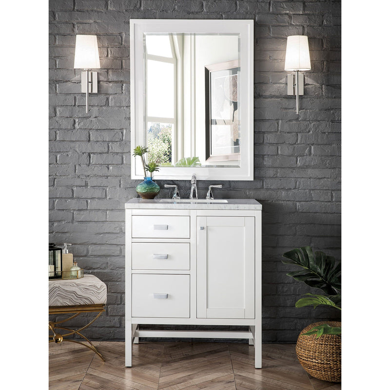 30" Addison Single Vanity Cabinet, Glossy White