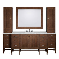 90" Addison Mid-Century Acacia Single Sink Bathroom Vanity Suite with 3 cm Eternal Jasmine Pearl Quartz Top