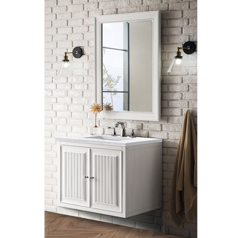 30" Athens Single Wall Mounted Bathroom Vanity, Glossy White