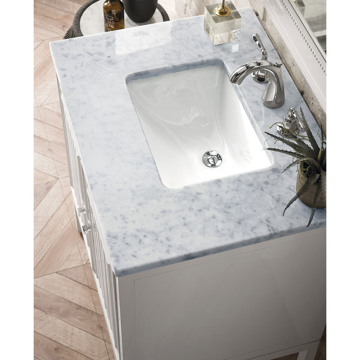 30" Athens Single Wall Mounted Bathroom Vanity, Glossy White