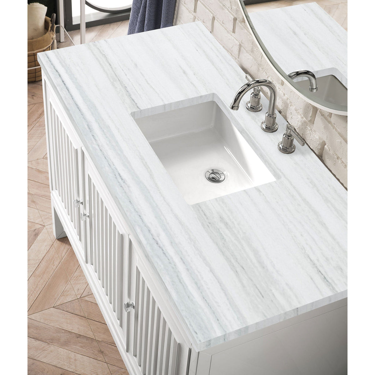 48" Athens Single Wall Mounted Bathroom Vanity, Glossy White