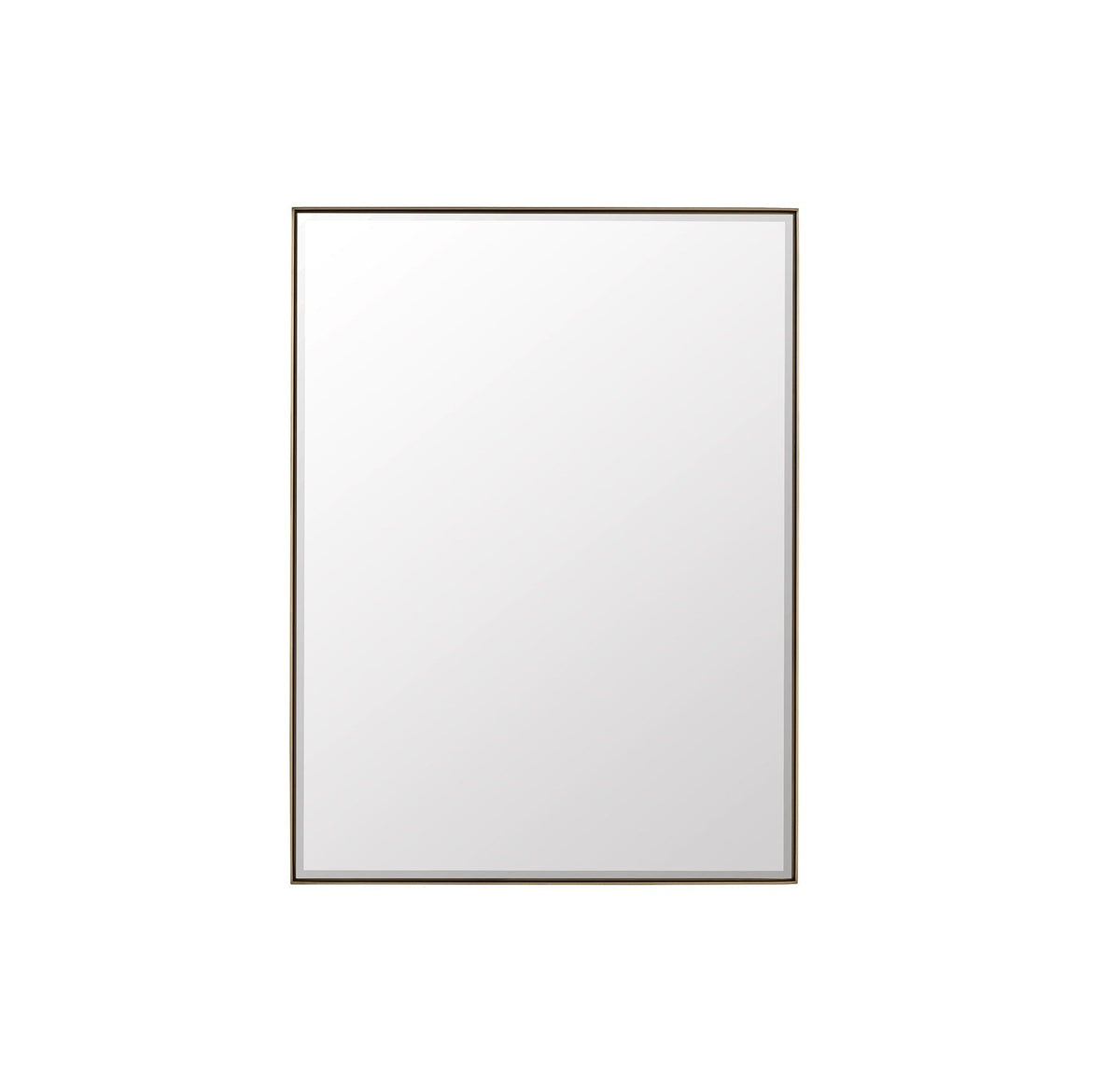 30" Rohe Rectangle Mirror, Champagne Brass