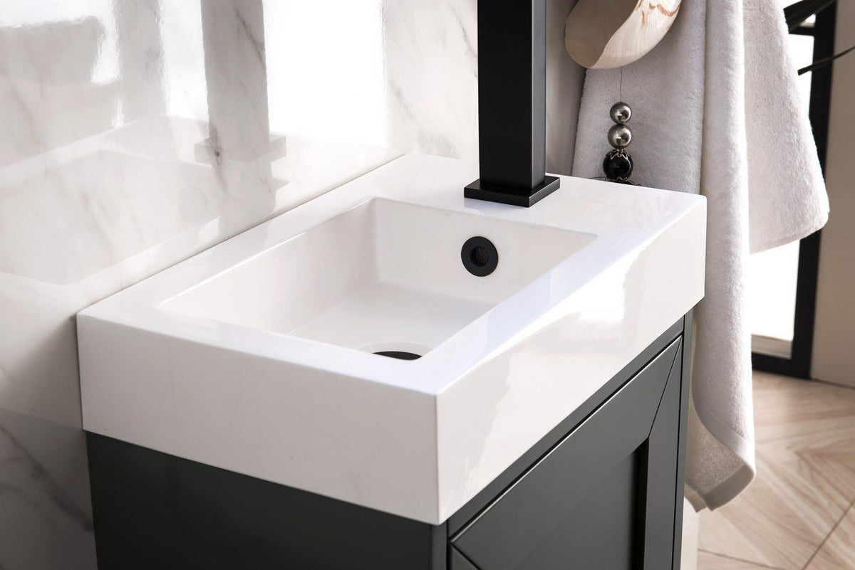 16" Chianti Single Bathroom Vanity, Mineral Gray, Matte Black