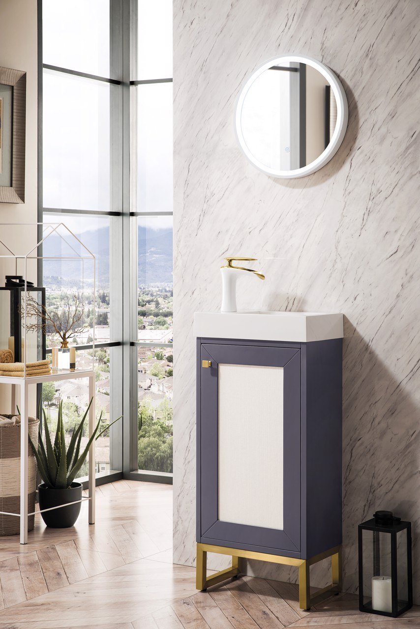 16" Chianti Single Bathroom Vanity, Mineral Gray, Radiant Gold